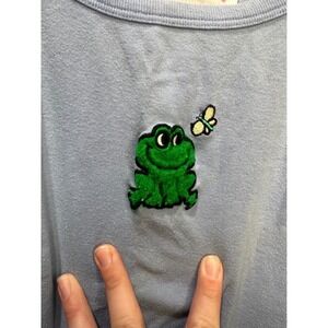 Y2K Marianne Blue Frog Butterfly Graphic Tank Top Women's Size S Cotton